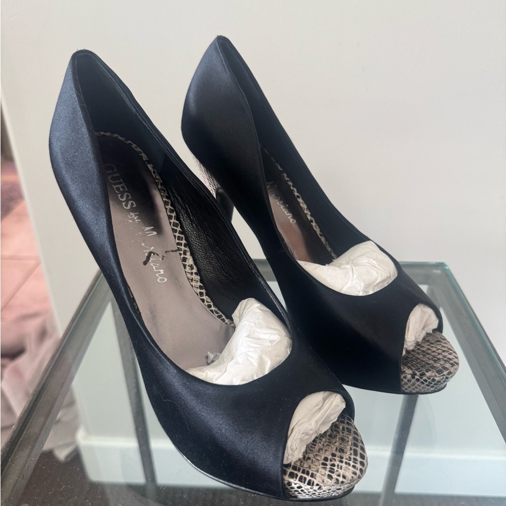 Guess Black Peep Toe Heels